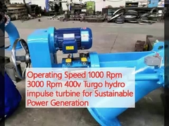 Velocità di funzionamento 1000 Rpm 3000 Rpm 400v Turgo turbina ad impulso idroelettrico per la generazione di energia sostenibile