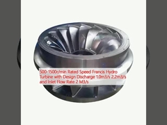 500-1500 r/min Velocità nominale Francis Turbina idroelettrica con scarica progettata 1,0 m3/s 2,2 m3/s e portata di 2 M3/s